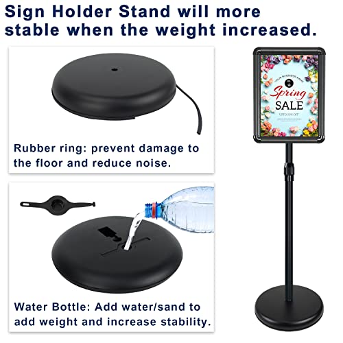 Mutualsign 11X17 Inches Poster Stand Holder Adjustable Pedestal Floor Standing Sign Holder Vertical And Horizontal View Sign Display, Aluminum Snap Open Frame With Safety Corner, Black #TOP6