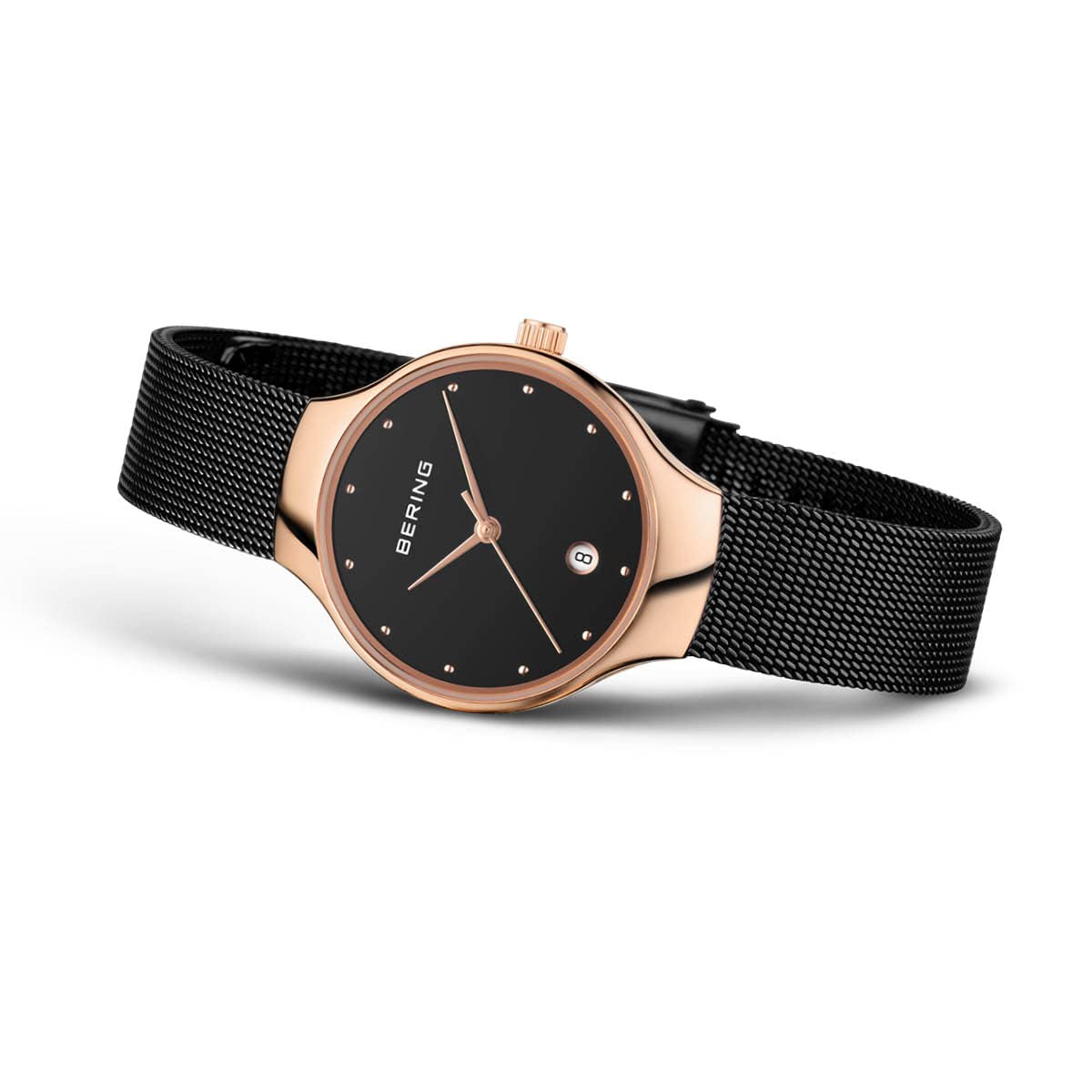 Bering Damen Quarz Uhr | Armbanduhr 26 mm Edelstahlgehäuse und Zifferblatt | Milanaisearmband | Saphierglas | 3 ATM | 13326