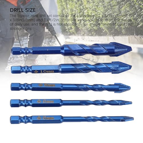 Universal Concrete Drill Bit,for Tile,Stone,Glass,Marble,and Wood,Ideal Concrete Drill Bit for Precise Angled Drilling(5Pcs)