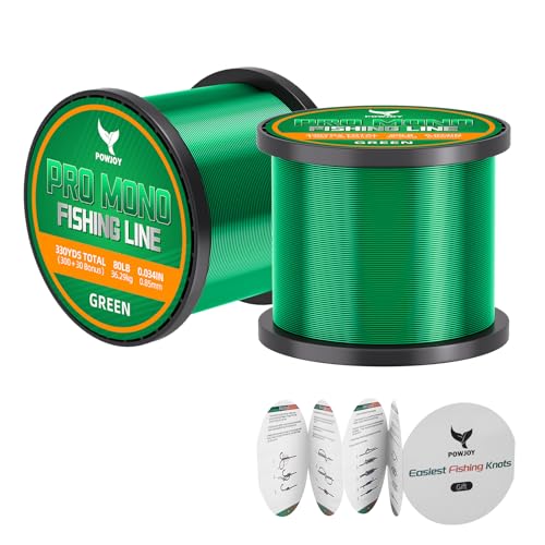 Image of Monofilament Fishing Line with Knot Guide Card, Tangle-Free Snap Ring for No More Mess, Low Memory Smooth Casting Nylon Mono String, 15 /20 /30 /50 /80LB, 220-1050 Yards