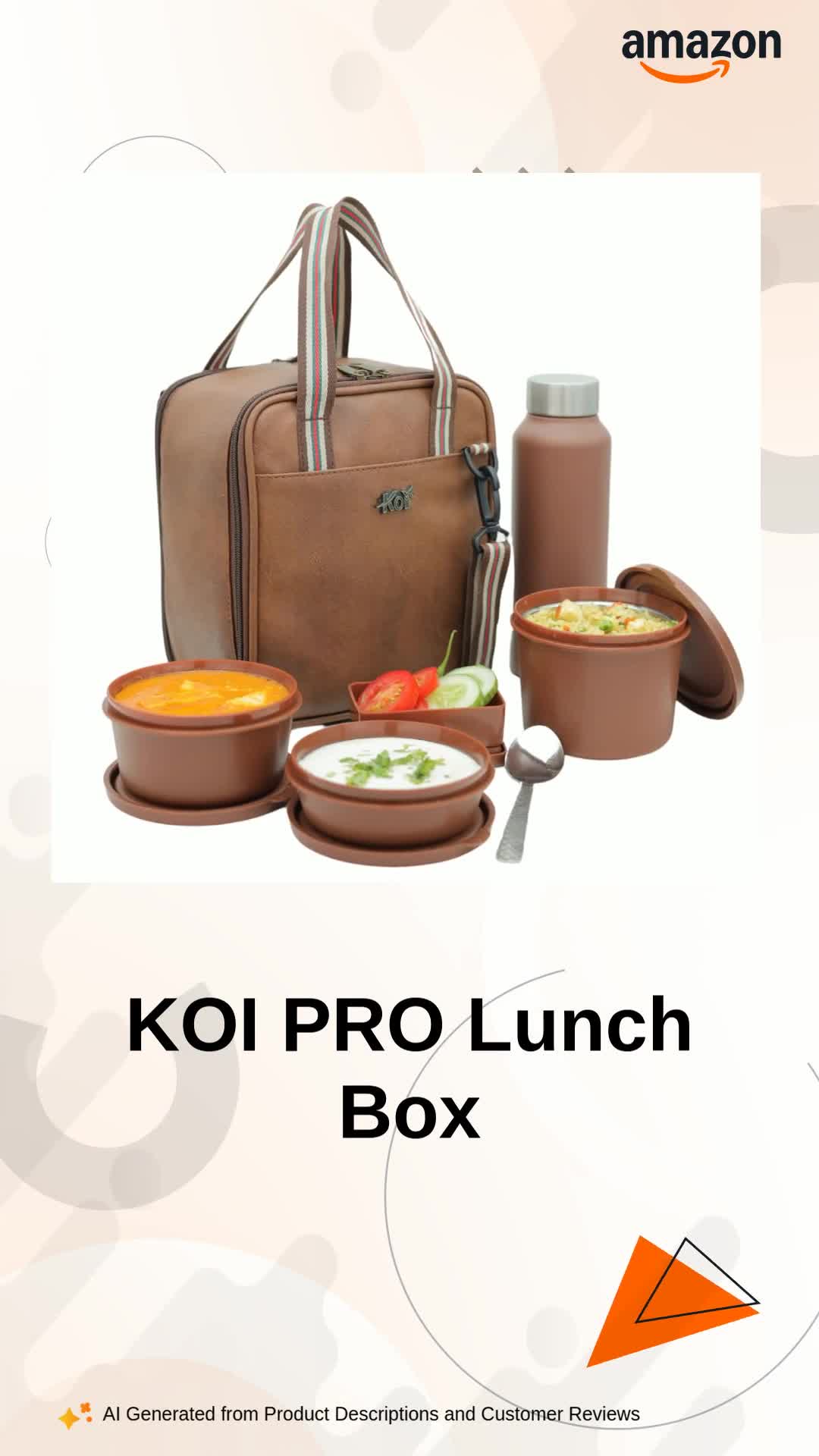 Buy KOI PRO Lunch Box Set with Insulated Bag and Steel Cutlery 3