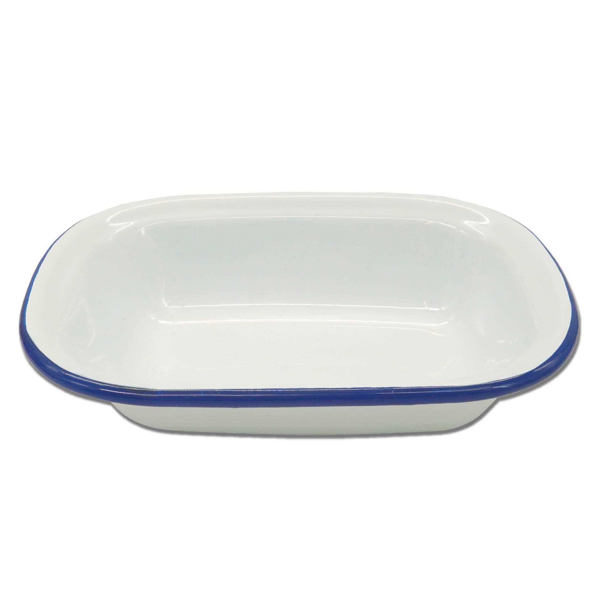 Zenker Enamel Small Pie Dish, Vintage Design, Baking and Roasting Tin, for Roasts, Pies and Pastries, Lightweight, Easy to Clean, Air Fryer Compatible, PTFE and PFOA Free, 19.5x14.5cm, White and Blue