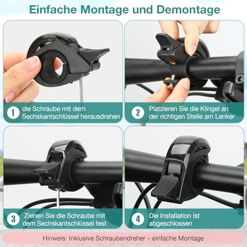 toptrek Fahrradklingel Mountainbike 110dB für Rennrad MTB E-Bike (Schwarz) – Ansicht 6