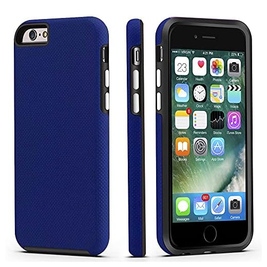 CellEver Compatible with iPhone 6 / 6s Case, Dual Guard Protective Shock-Absorbing Scratch-Resistant Rugged Drop Protection Cover Designed for iPhone 6 / 6S (Navy Blue)