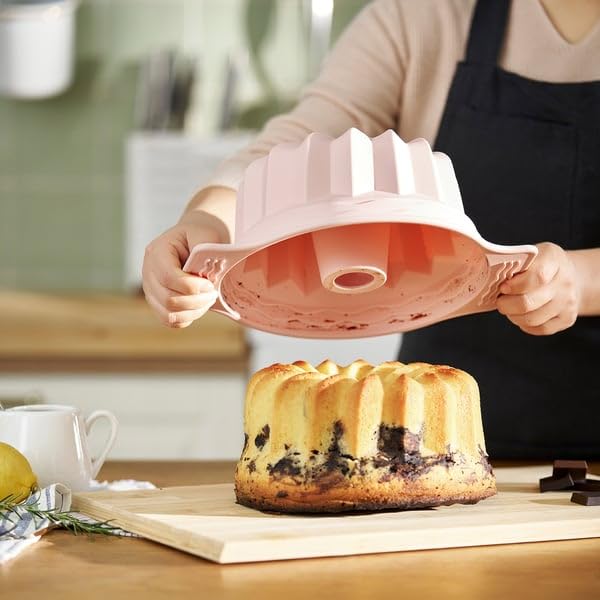 ProTuning BAKTIDER - Molde para tartas estriado, color rosa pálido, 22 cm