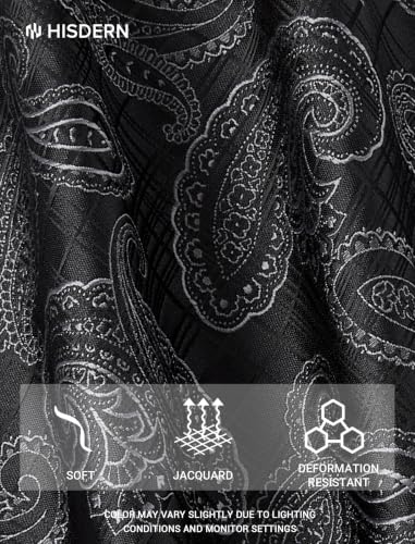 Image of HISDERN Extra Long Ties for Men Classic Floral Tie and Pocket Square Elegant Silk Necktie Handkerchief Set Wedding Party