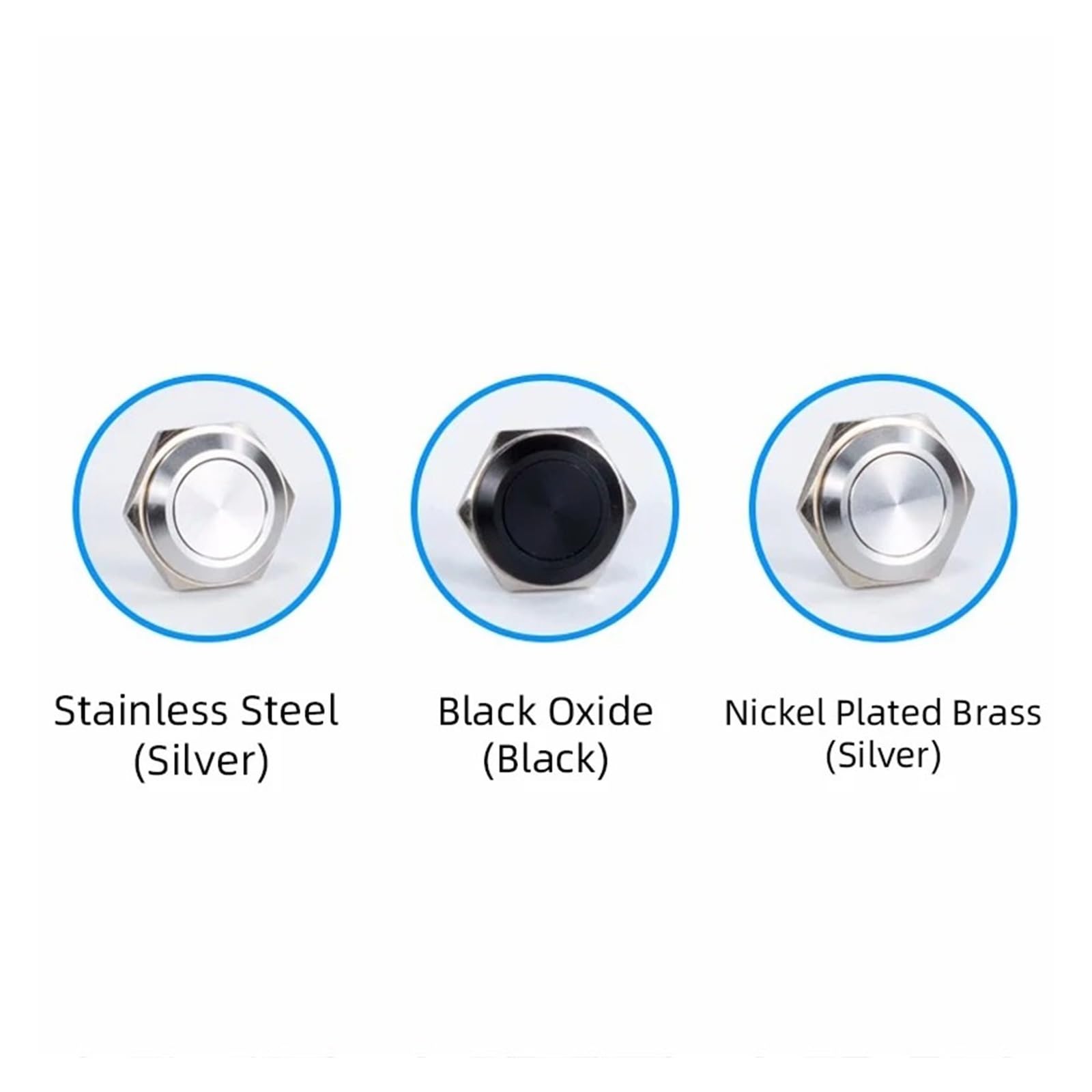 Kurzer Metall-Druckschalter 5 stücke 12/16/19/22/25/30mm Kurze Elektrische Wasserdichte Power Reset Momentary druck Mini Push Button Schalter Silber Schwarz(19mm No LED,FLAT HEAD_5PCS SILVER)