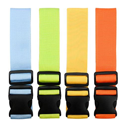 4 Pack Adjustable Luggage Suitcase Straps with Buckle Closure Widened Suitcase Belts Eye-catching Baggage Security Clip Straps for Travel Handbags Briefcases