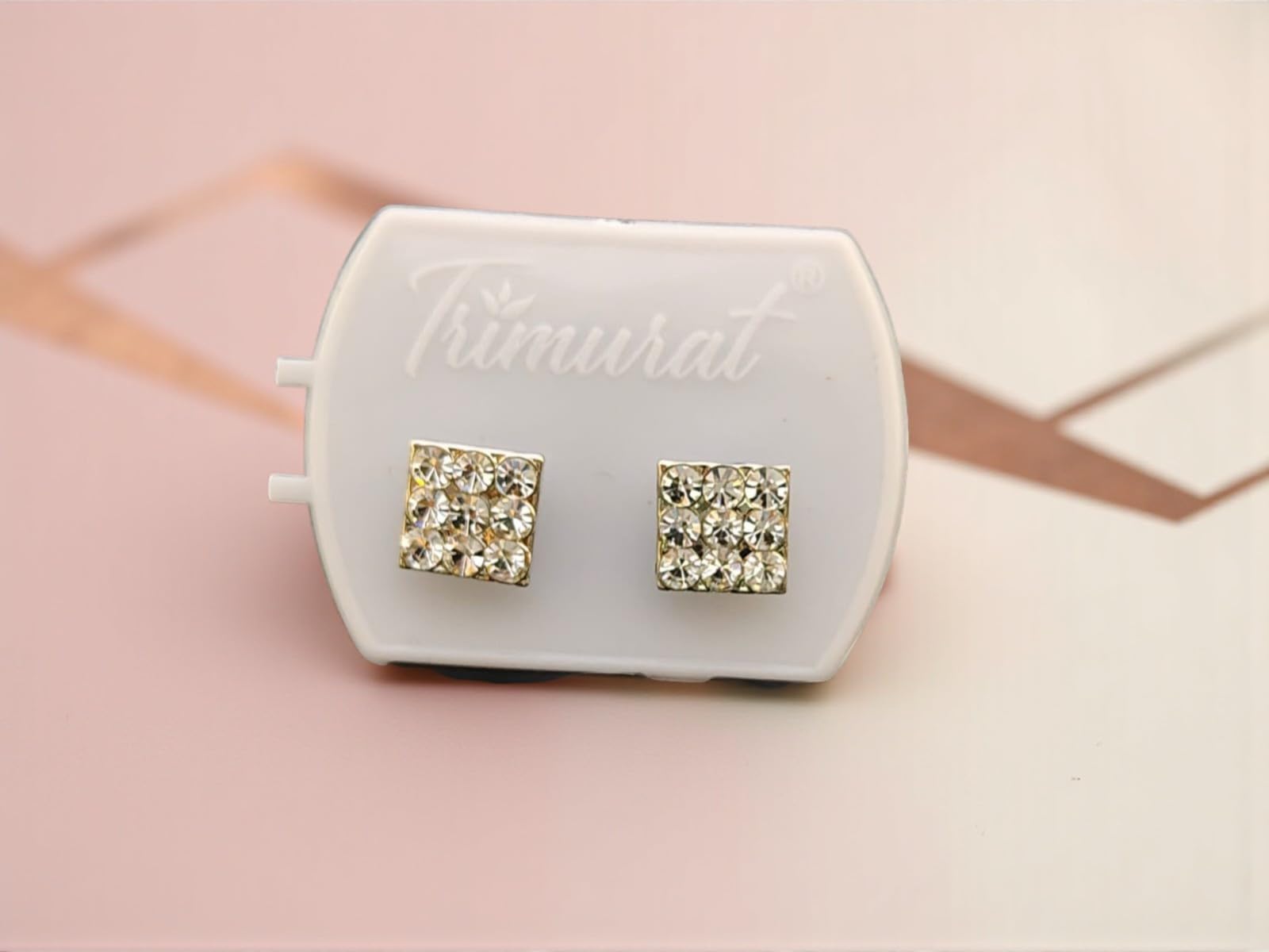 Carnival Square Crystal Stud Earrings, SilverTone, Rhinestone Cluster Design for Men & Women-image-16