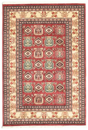 RugVista Kazak Simav, Alfombra, Ziegler/Kazak, 200 x 140 cm, Rectangular, Pelo Medio, Sala de Estar, Comedor, Dormitorio, Limpieza en seco, Oeko_Tex_100, Rojo Beige
