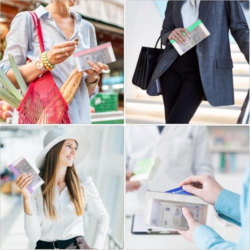 ZRUEWOT 6 Stück Geldtaschen Banktasche Transparente Wasserdicht Durchscheinend Federmäppchen Beutel mit Reißverschluss Kosmetiktasche Aufbewahrung Bargeld für Business 19,3 x9,4 cm