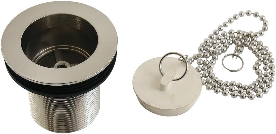1.5 in. Chain & Stopper Tub Drain with 2 in. Body Thread Brushed Nickel