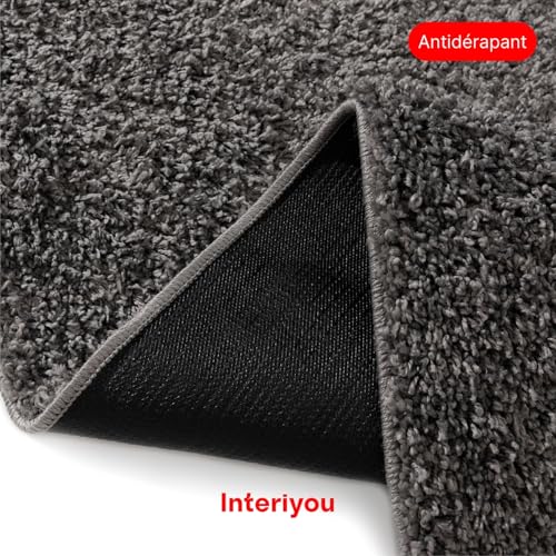 Tapis poils longs gris 80x150 Sofia par Interiyou pour salon