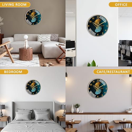Image of Auromin Wall Clock for Hall | Silent Wall Clock for Living Room Stylish Modern | Premium Fancy Unique Wall Watch for Bedroom, Office (Gold-Leaf)