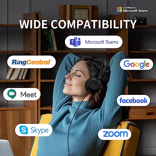 Image of Yealink UH37 Professional Wired USB-A Headset with Noise Cancelling Microphone for Computer PC, Mono Headphones with Mute Control, Compatible with Teams, Zoom, and Other Online Conference