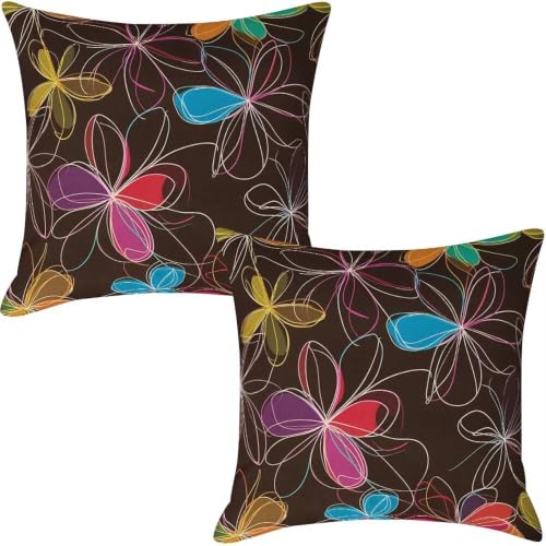 Housse coussin fleur marron café 35x35 protégeant vos sièges de la pluie - 4