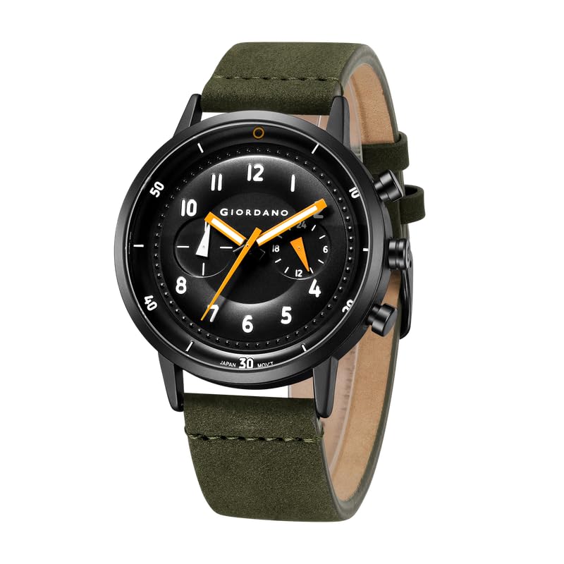 Image of Giordano Analog Sporty Multi-Functional Watch for Men with Round Shape dial and Leather Strap