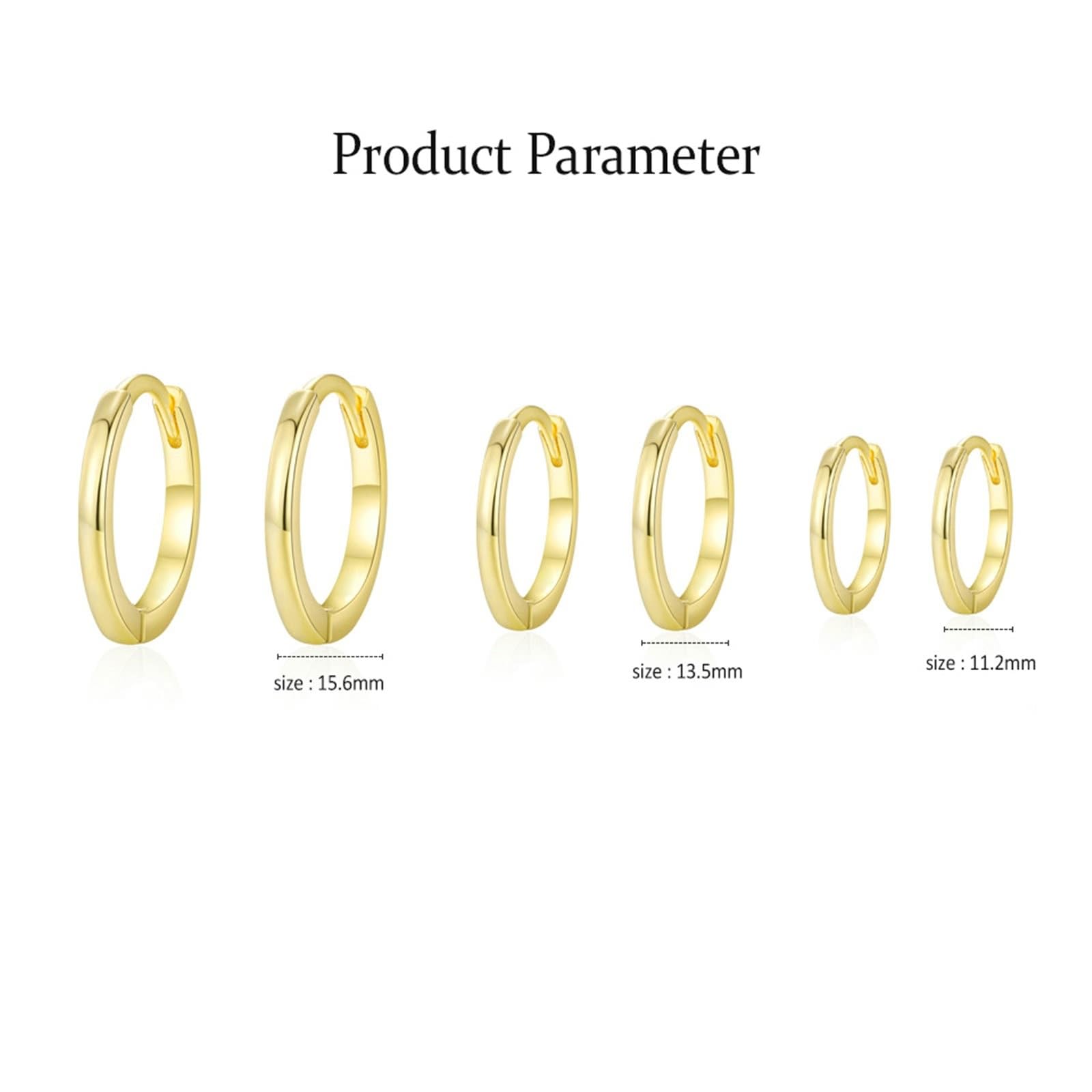 Żółte złoto Au 375/585/750 prawdziwe kolczyki, klasyczne kolczyki 9K/14K/18K Gold Creole