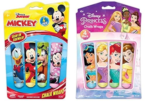 JA-RU Disney Sidewalk Chalk (2 Packs) Mickey, Minnie & Princess AB-7810-2