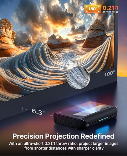 undefined NexiGo Aurora Pro MKII, 4K Tri-Color Laser UST Projector, 30000:1 Contrast Ratio, Dynamic Iris & Laser Dimming, 0.21:1 Throw Ratio, Dolby Vision & Atmos, HDR10+, 3D, 4.2ms ~ 8ms Low Latency の商品画像 2