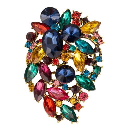Image of SELOVO Rhinestone Statement Brooch Pin Flower Dress Accessory
