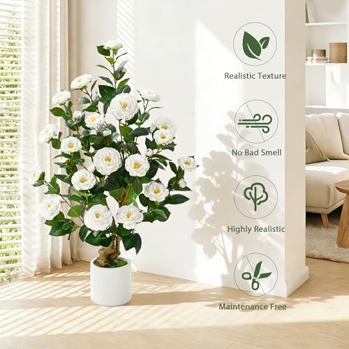 Set of 2, Artificial Camellia Tree, 38" - image 4
