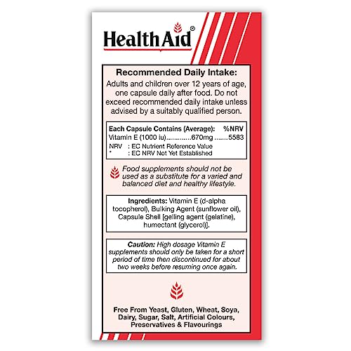 HealthAid Vitamin E 1000iu - 60 Capsules - Image 4