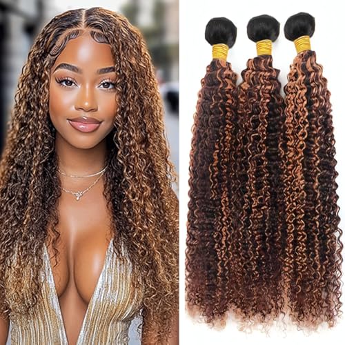 BilltiiWW �n�C���C�g P430 Kinky Curly Bundles Ombre Curly Bundles �u���E���ƃ��C�g�u���E�� �c�[�g�[�� �u���W���A���l�� �\�t�g�ŃV���L�[ ���l�������� 12 14 16�C���`