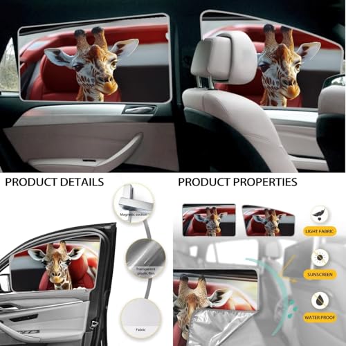 Image of Driving Giraffe Car Sun Shade for Windshield Foldable Sun Shade Car Window Baby 6 PCS Heat and UV Rays Blocker Easy Installation Auto Interior Protector