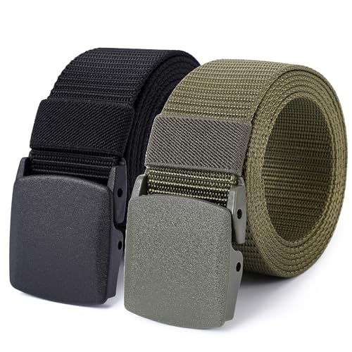 Mile High Life Nylon Web Belt Outdoor Military Belt With TSA Safe Plastic Buckle Belt Black-510olive