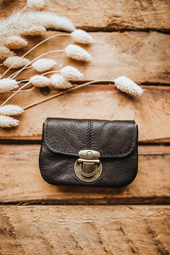 Gusti Bauchtasche Leder Damen Herren – Gürteltasche Schwarz für Reisen, Festival, Alltag – Vintage Hüfttasche mit Portemonnaie-Fach und zeitlosem Design