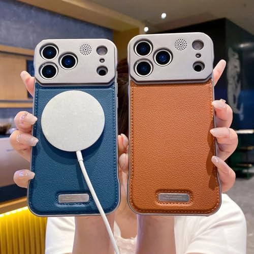 Coque en cuir magnétique iPhone 15 Pro Max luxe minimaliste