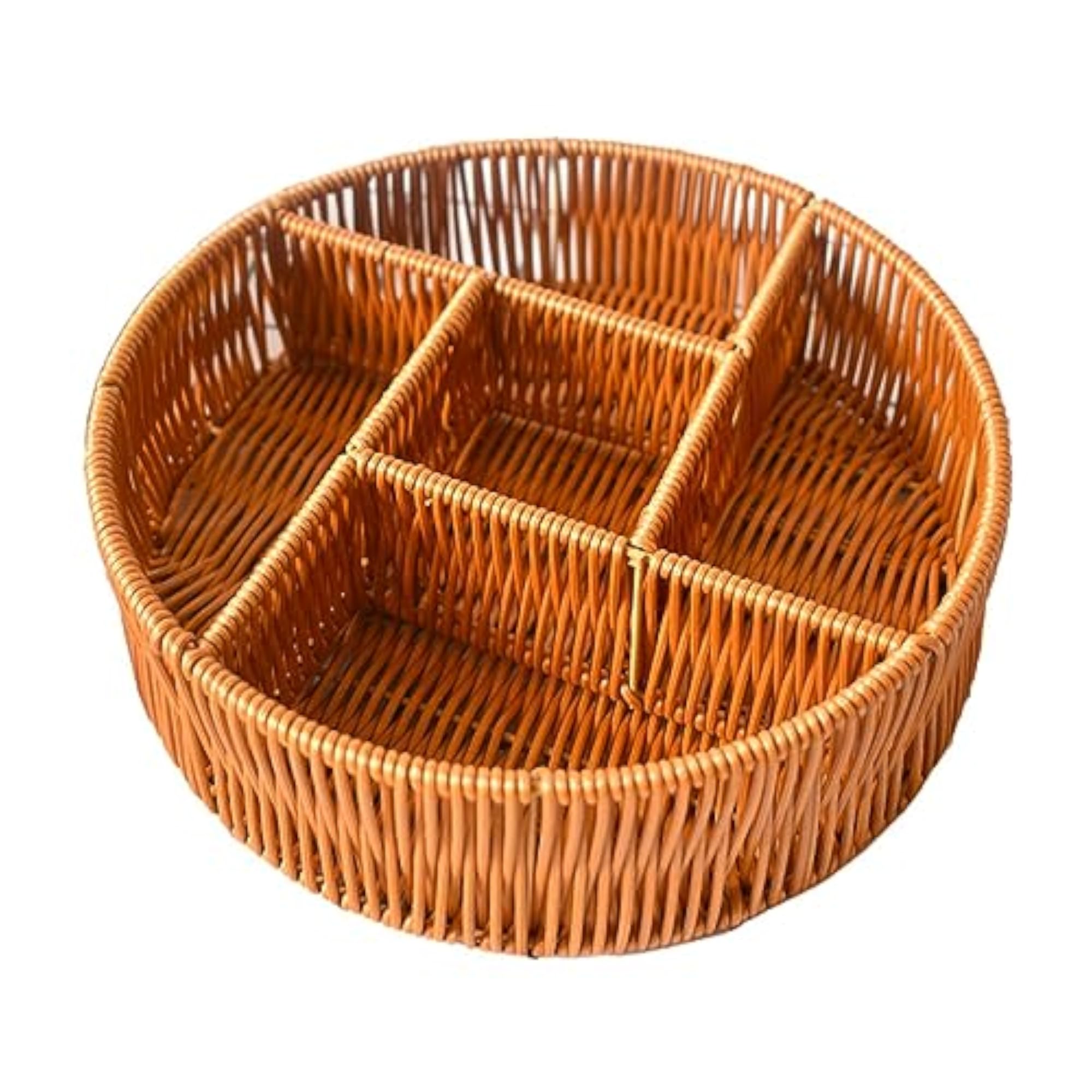 Imitation Rattan Bread Basket for Picnics & Dining, Round Shape