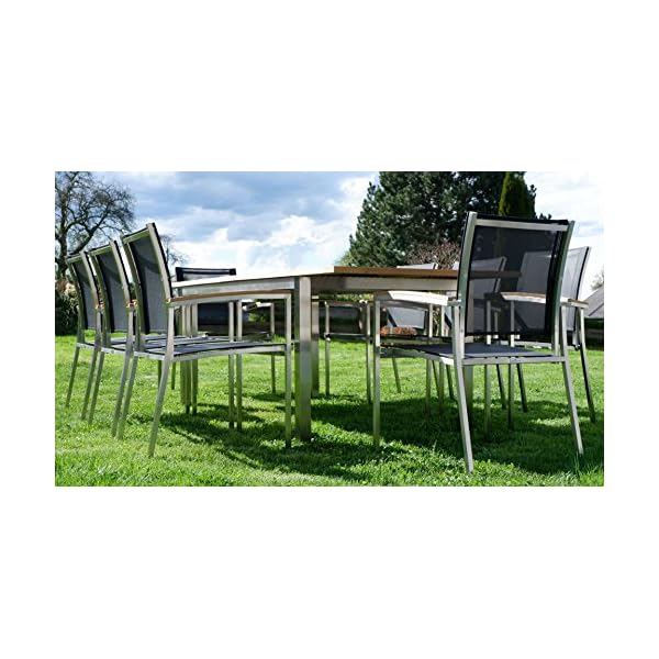 Patioco Gartengarnitur Kuba Teak & 8 Sessel Schwarz