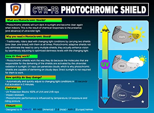 Cwr-F2 Photochromic Shield Helmet Visor Replacement For Rf-1400, Z8, Nxr2 Motorcycle Helmets (Clear To Smoke) (Cwr-F2) #TOP2