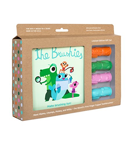 Image of The Brushies Baby & Toddler Toothbrush & Storybook, Gift Set of 4 Brushes