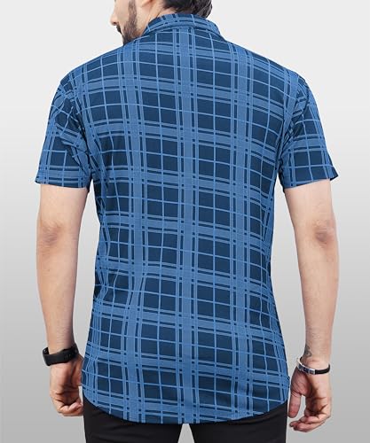 Image of LookMark Men's Trendy Lycra Blend Spread Collar Half Sleeve Printed Shirts - Elevate Your Style with Comfort and Versatility (Pack of 2)