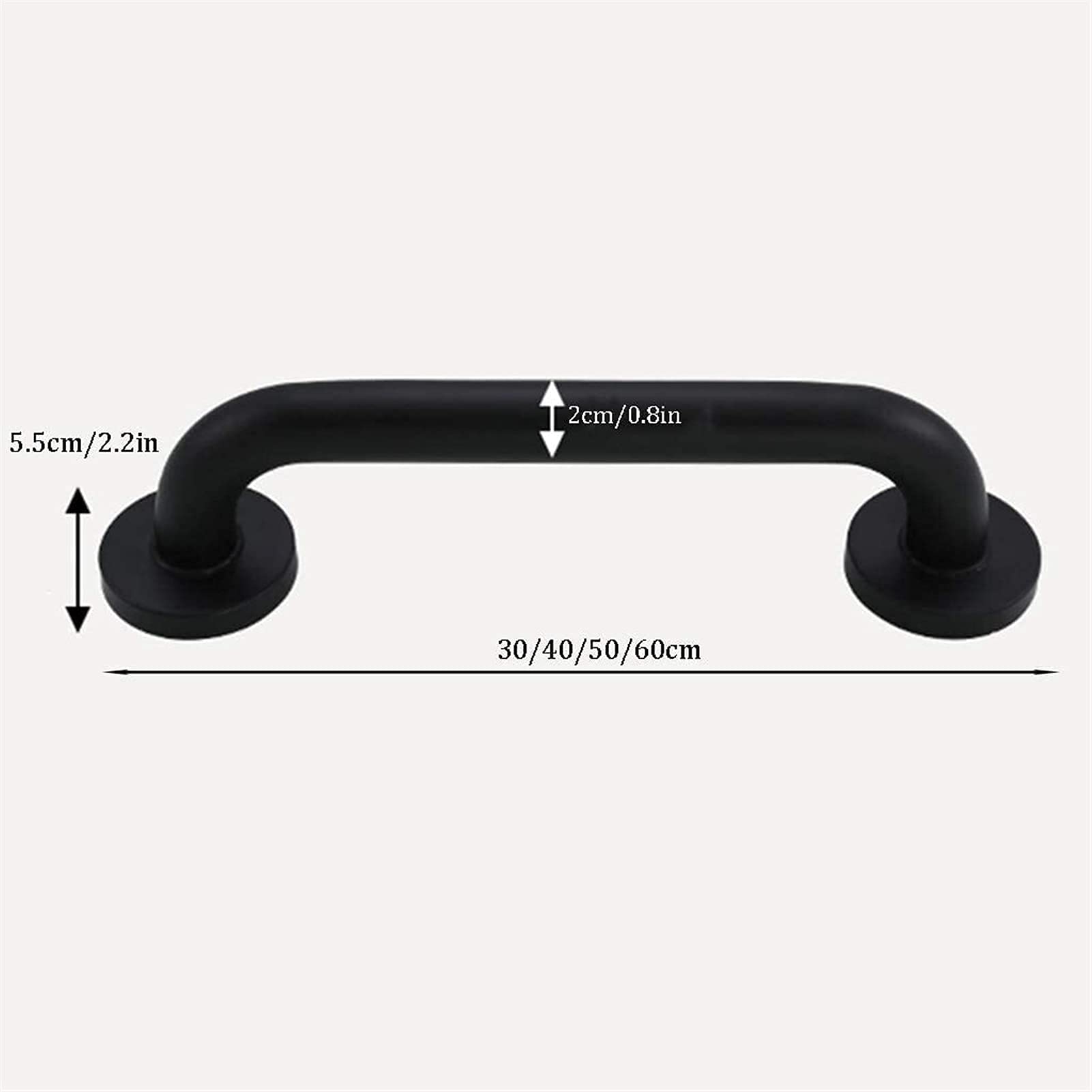 Barra di Sicurezza in Acciaio Inox, corrimano Senza Barriere per Anziani, Maniglia di Aiuto, Barra di Assistenza per Anziani, 4 Misure, Barra di Sicurezza Nera per WC/50 cm