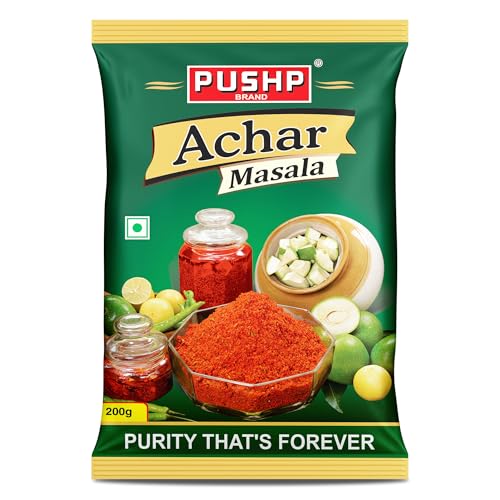 Image of Pushp Brand Achar Masala | 200 G | Premium Blend of Traditional Spices | Ready-to-Use Pickle Mix | Authentic Homemade Pickle Masala | No Added Preservatives