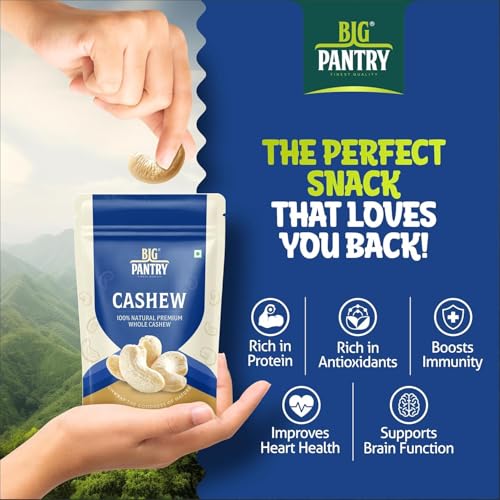Image of Big Pantry Premium Cashews 1kg | Whole Crunchy Kaju | Rich in Essential Minerals & Healthy Fats | Perfect for Cooking, Desserts & Snacking | Natural, Vegan & Gluten-Free