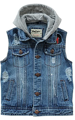AUBIG Chaqueta vaquera para niños Chaleco vaquero sin mangas con capucha Abrigo sin mangas Blue Jeans Niñas Primavera Otoño 1-13 años, Estilo B., 1-2 años