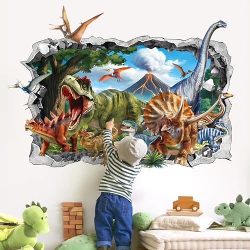 decalmile Pegatinas de Pared 3D Dinosaurios Vinilos Decorativos A...