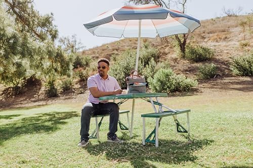 Image of PICNIC TIME NFL Picnic Table Portable Folding Table with Seats and Umbrella