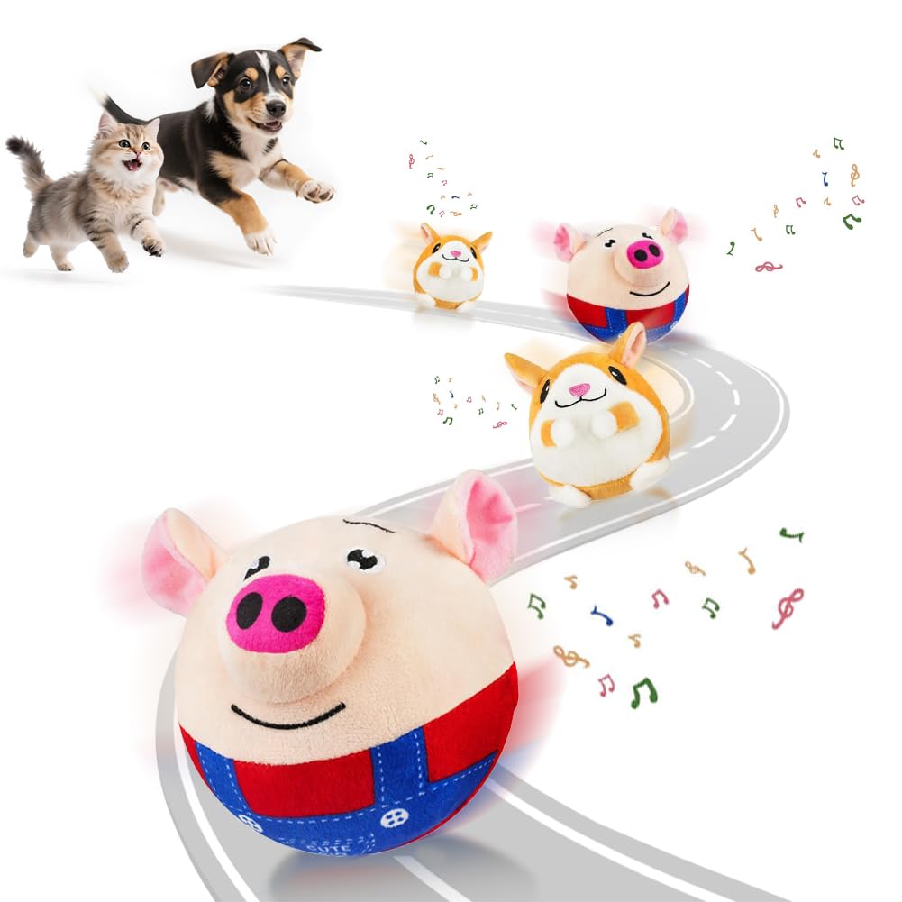 Juguete de Peluche para Mascotas en Movimiento Activo,USB Peluche Juguetes interactivos para Perros, Bolas Que Rebotan para Mascotas,Bola eléctrica Musical para Mascotas con Ruedas Automáticas