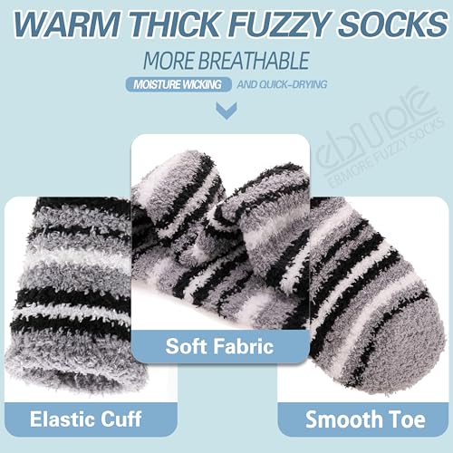 Image of EBMORE Fuzzy Socks Warm Winter Slipper Fluffy Sleep Cozy Comfy Cabin Socks for Mens Womens