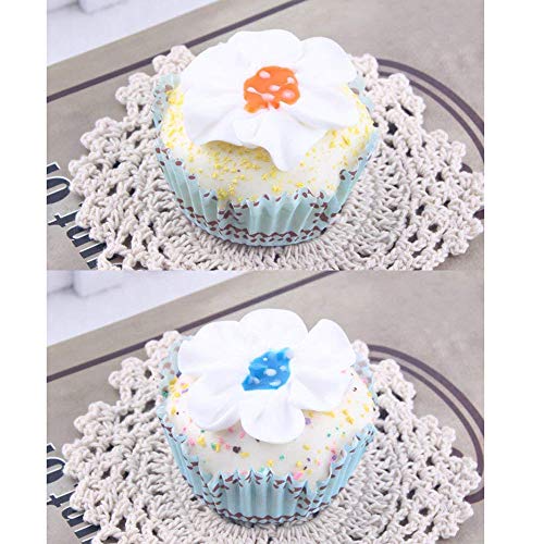 HT 6PCS Flower Shape Cake Simulation Food Artificial Fake Food Model Play Food Kids Toy Home Kitchen Party Decoration Store Market Display Photography Props, Color Random (Flower Shape Cake)