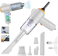 CYBUY Cordless Handheld Vacuum Cleaner For Car || 6 In 1 Car Vacuum 120W High-Power || With Window Hammer And Seat Belt Cutter || Portable Car Vacuum Cleaner (White&Rust, Large), 3500 Pa