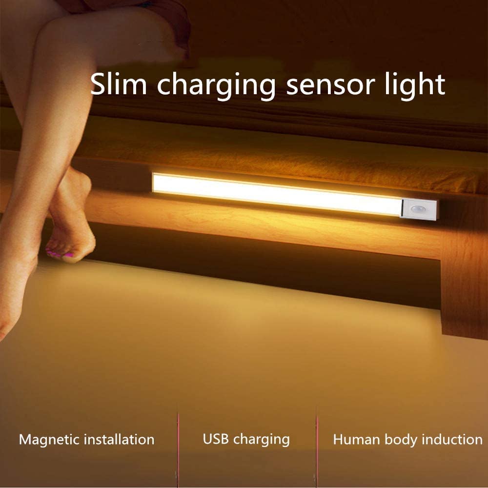 Illuminazione a LED per armadietti, 80 cm, ricaricabile, con sensore di movimento, luce LED per armadio, senza fili, temperatura del colore regolabile, barra luminosa notturna per armadio, cucina