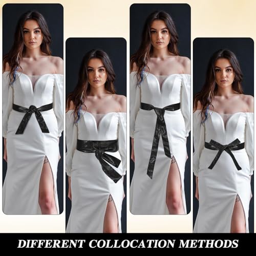 Obi Belts for Women, 70.87in PU Leather Belt Long Sash Women OBI Waist Band Waistband Belts Overcoat Belt Replacement for Dress Coat, Black4