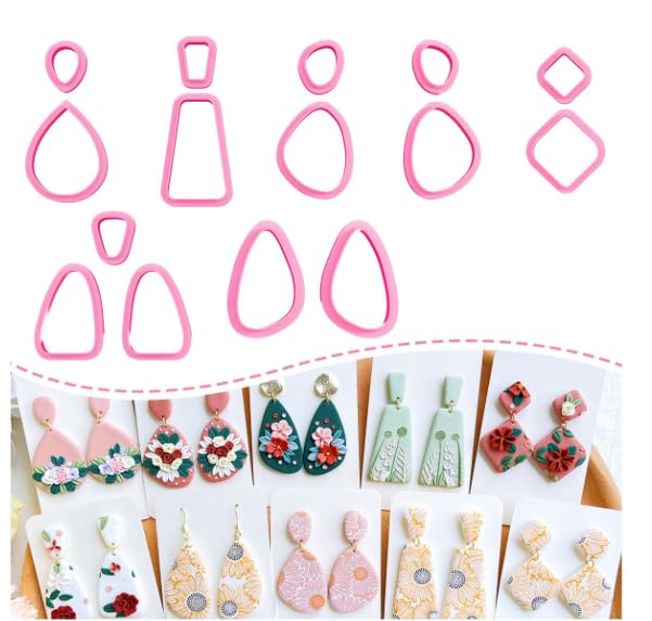 3D ORIGINS Organic Shape Cutters for Polymer Clay Jewelry, Set of 15, Creative Earring Shapes, Color May Vary
